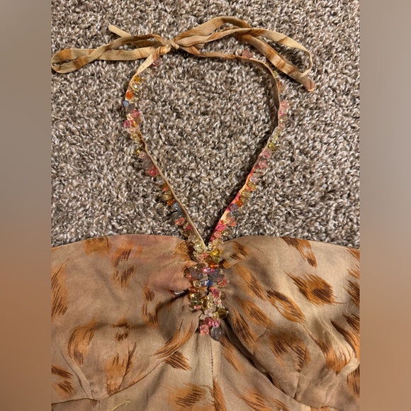 Vintage Silk I.C.E. Beaded Halter Dress Size 6 - Picture 4 of 10